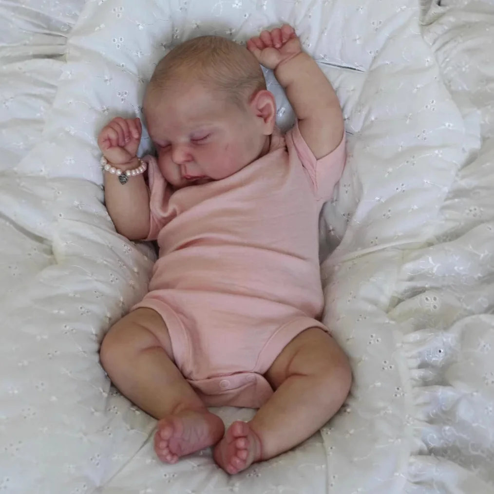 

49cm Realistic Sleeping Newborn Reborn Baby Doll Handmade 3D Painted Skin Soft Body Silicone Vinyl Girl Christmas Gift Birthday
