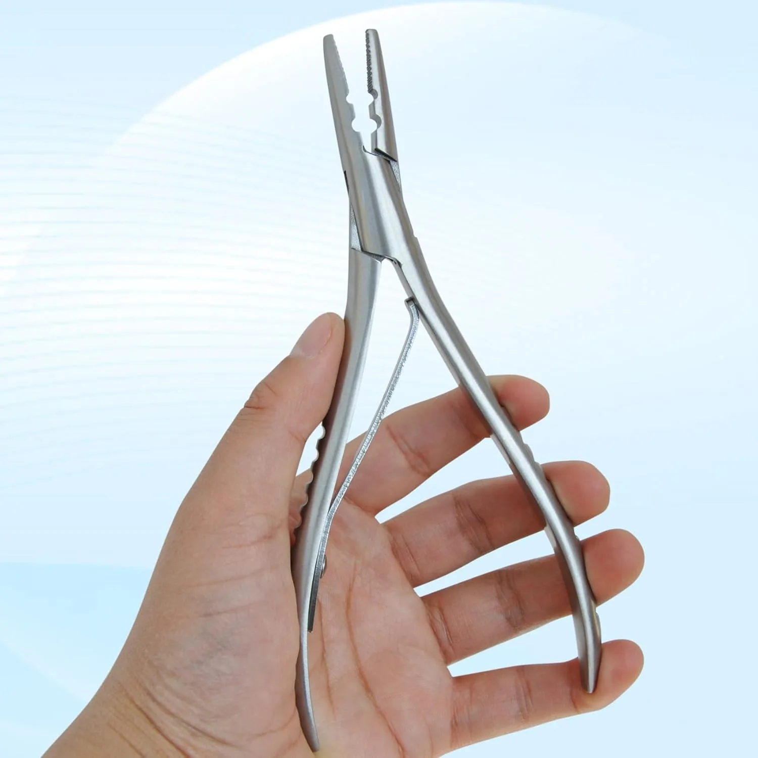 

Quality 7 inch Silver Stainless Steel Clamp Hair Extension Pliers with two holes Keratin Hair Extensions Removal Tools