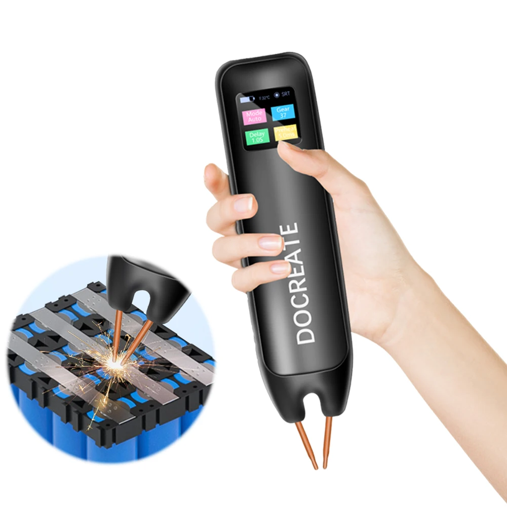 Battery Spot Welder 99 Gear Adjustable Automatic Manual Modes 1.3in Color Screen for 18650 Battery Welding Nickel Sheets