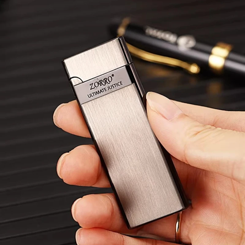 ZORRO Ultra-thin Gas Lighter Made of Metal Material, Retro Grinding Wheel, Cigarette Lighting Tool, Business Men's Gift,portable