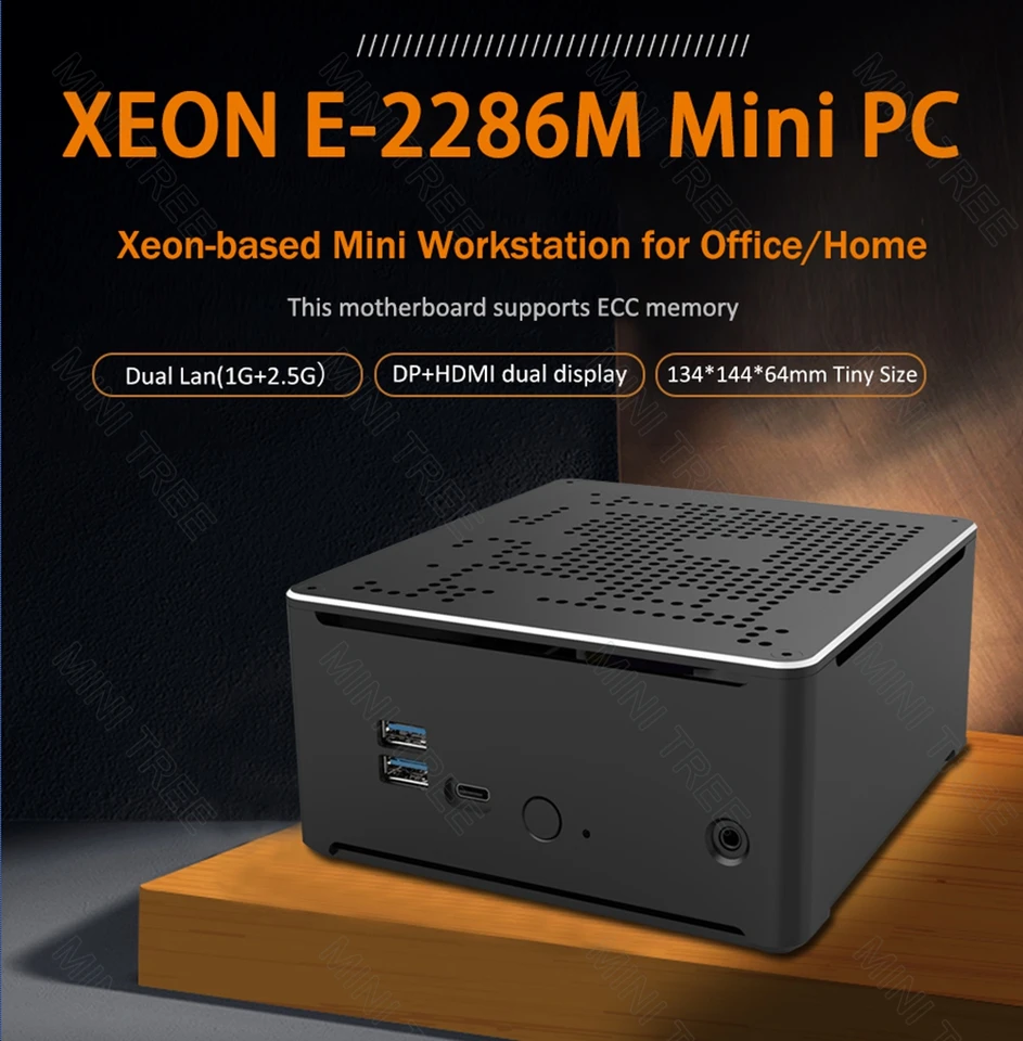 Intel Xeon W-10885M ECC RAM Win11 Mini Gaming PC 2*DDR4 NVME 2Lans