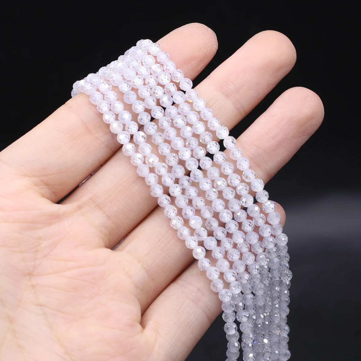 2 3mm Transparent Zircon Beads Natural Small Stone Tiny White Zircon Beads Round Small Loose Quartz Crystal Gem Bead