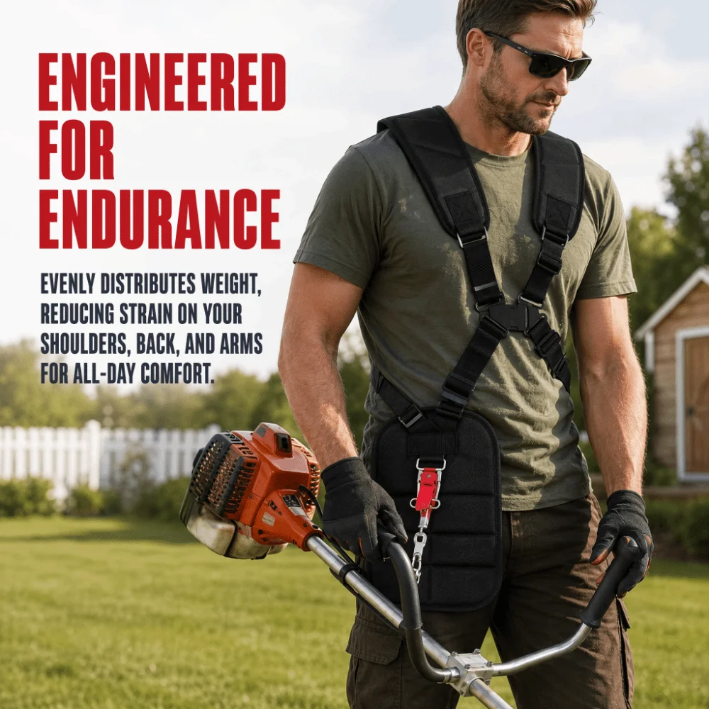 Universal Double Shoulder Harness Adjustable Strap Belt Trimmer Harness Strap Padded Band Comfort Support Brush Cutter Harness