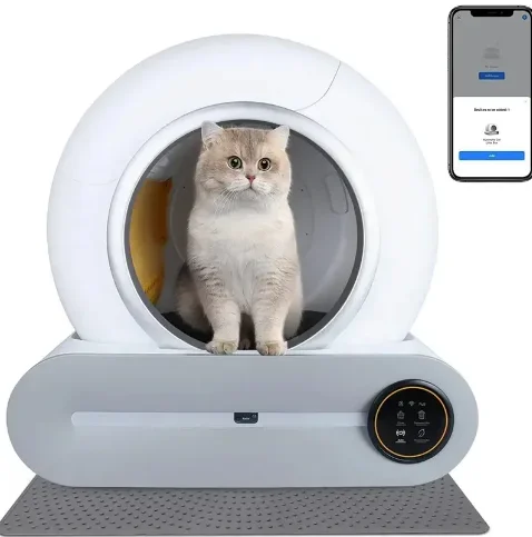 New Smart Automatic Pet Cleaning Product Quick Self-Cleaning Big Cat Toilet with Remote Control PP Plastic Auto Cat Litter Box