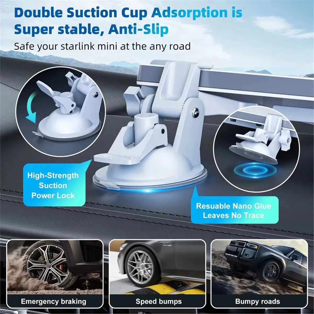 One Bracket 2 Suction Cups for Mini Sunroof Suction Cup Car Mount Bracket Navigation for Mini Mounting