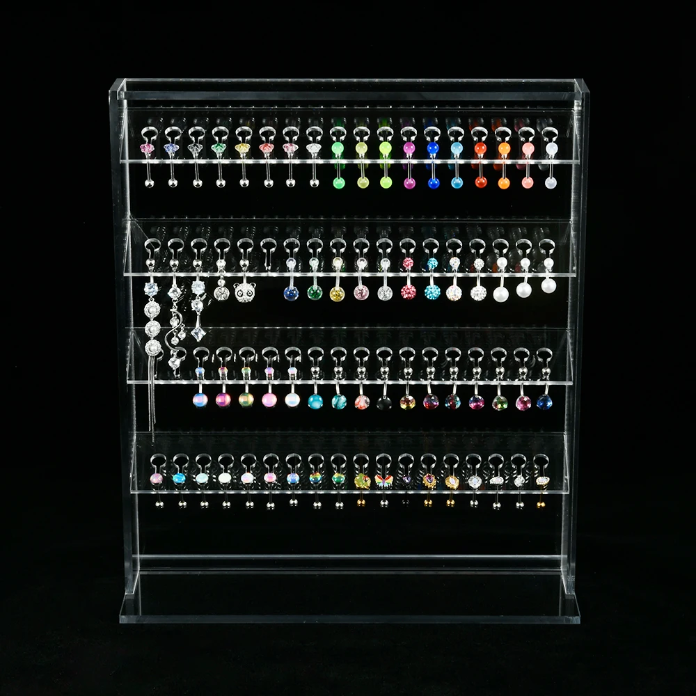 1PC 72 Holes 4 Layers Acrylic Belly Button Ring Display Stand Tongue Studs Transparent Holder Piercing Jewelry Display Stand