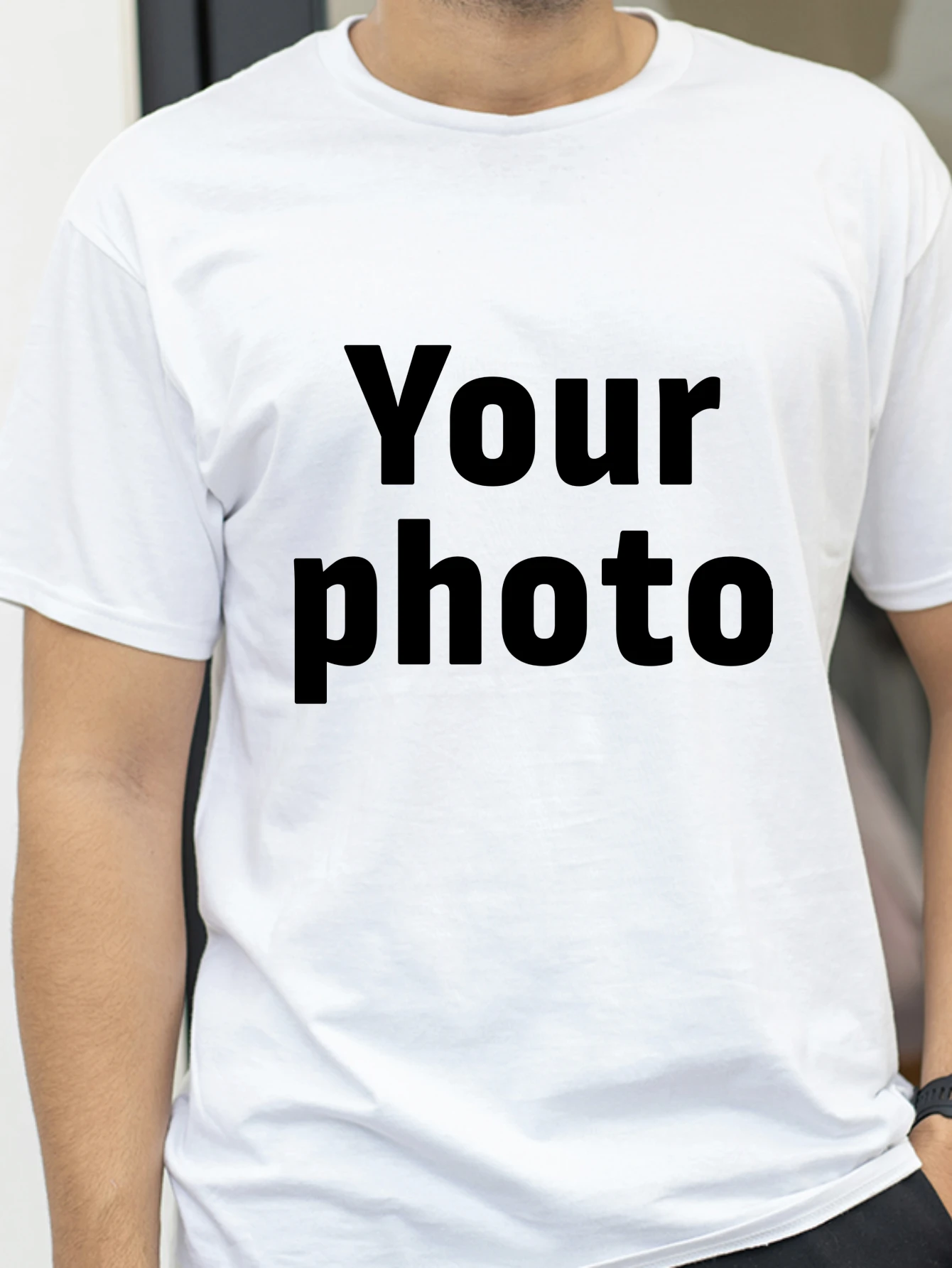 تي شيرت فضفاض مخصص للرجال مع صورة، أضف صورتك ونصك لتصميم هدية مخصصة #1