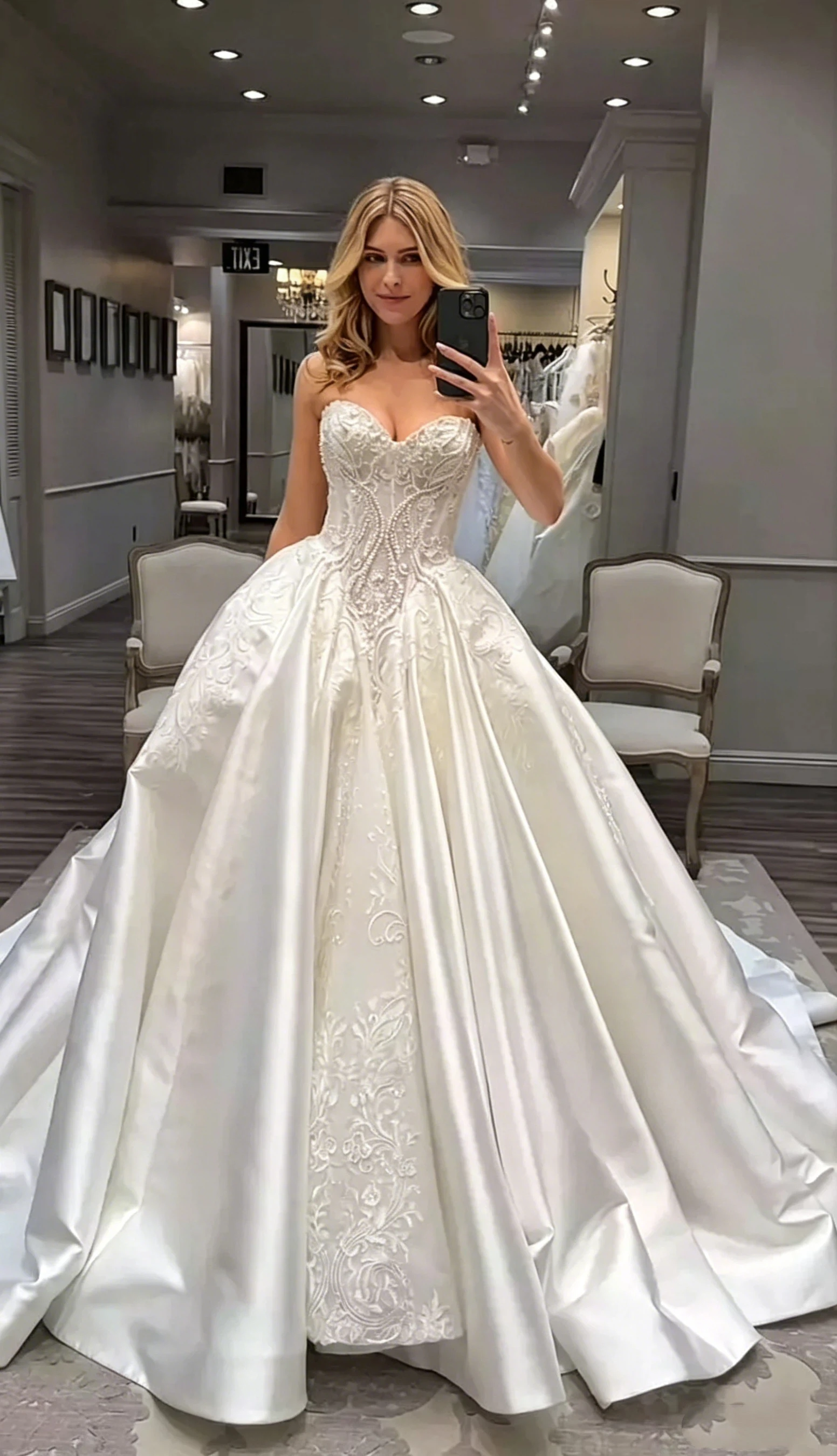layered dresses for wedding Lace A-Line Bridal Gown 14 / Off White Fully lined Structure Princess Layered Lace Wedding Dress
