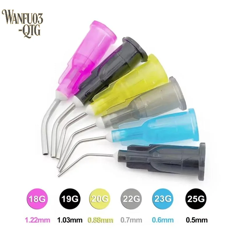 Hot  Disposable Composite Applicator 100Pcs Dental Bent Dispensing Tips Electronic Dispensing Bent Needle Pack For Dental Work