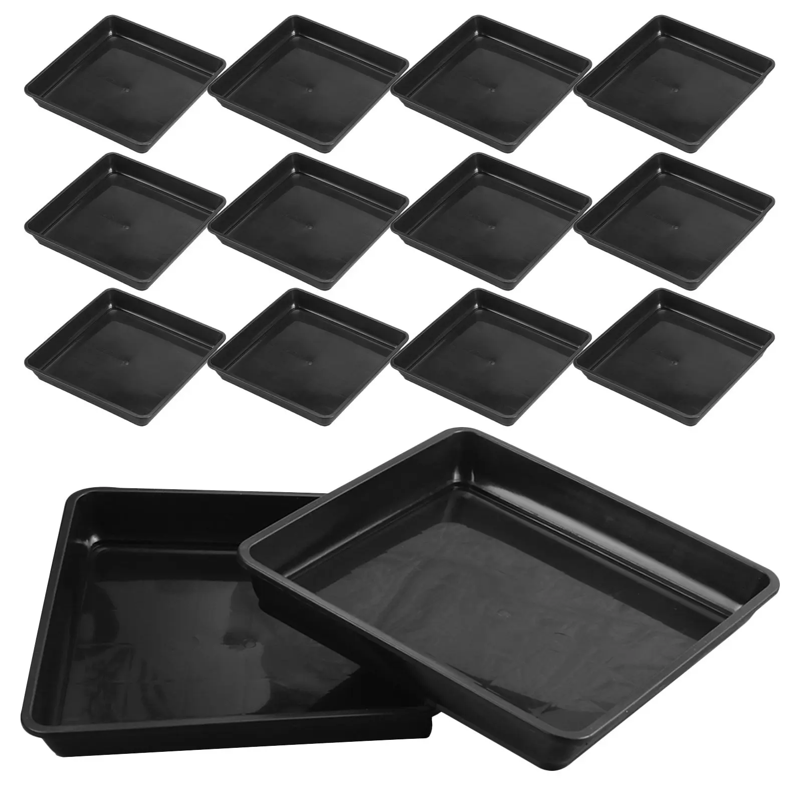20Pcs Square Plant Saucer Smooth Finish Plastic Pot Base Tray Easy Clean Flowerpot Water Catcher Plate Thick Square Plant Saucer