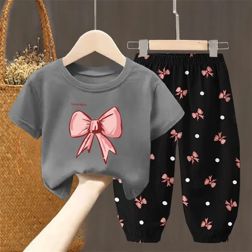 Summer Sets Children\'s Clothing Girls Kids Toddler Clothes Cute Fashion T-shirt Top Pants 2PCS Baby Girl Clothes