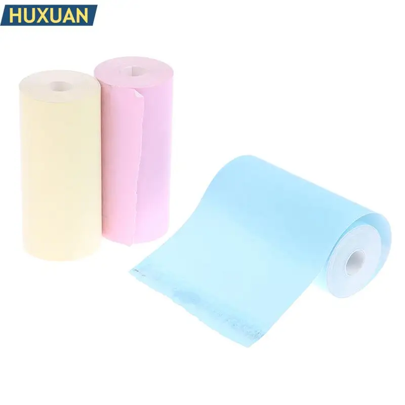 3 Rolls Color Self-adhesive Thermal Sticker Photo Paper Label for Instant Printer Pocket Thermal Printer 57x25mm DIY Study Notes