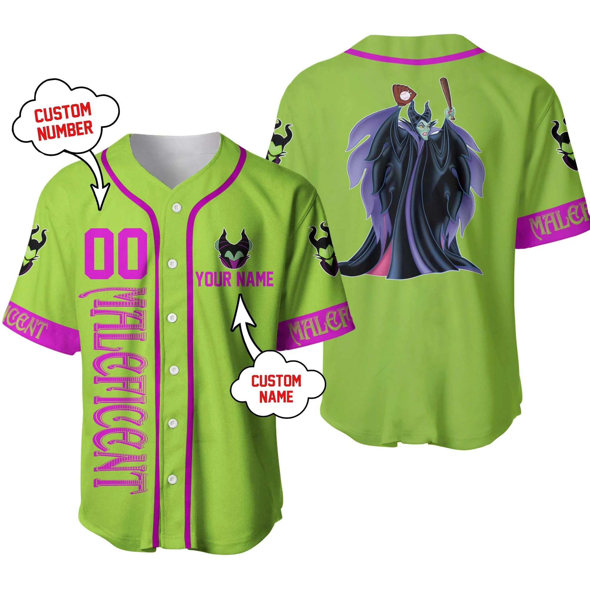 

Custom Villain Baseball Uniform Sleeping Beauty Basketball Uniform Children's Birthday Gift Cartoon Character Party Shirt