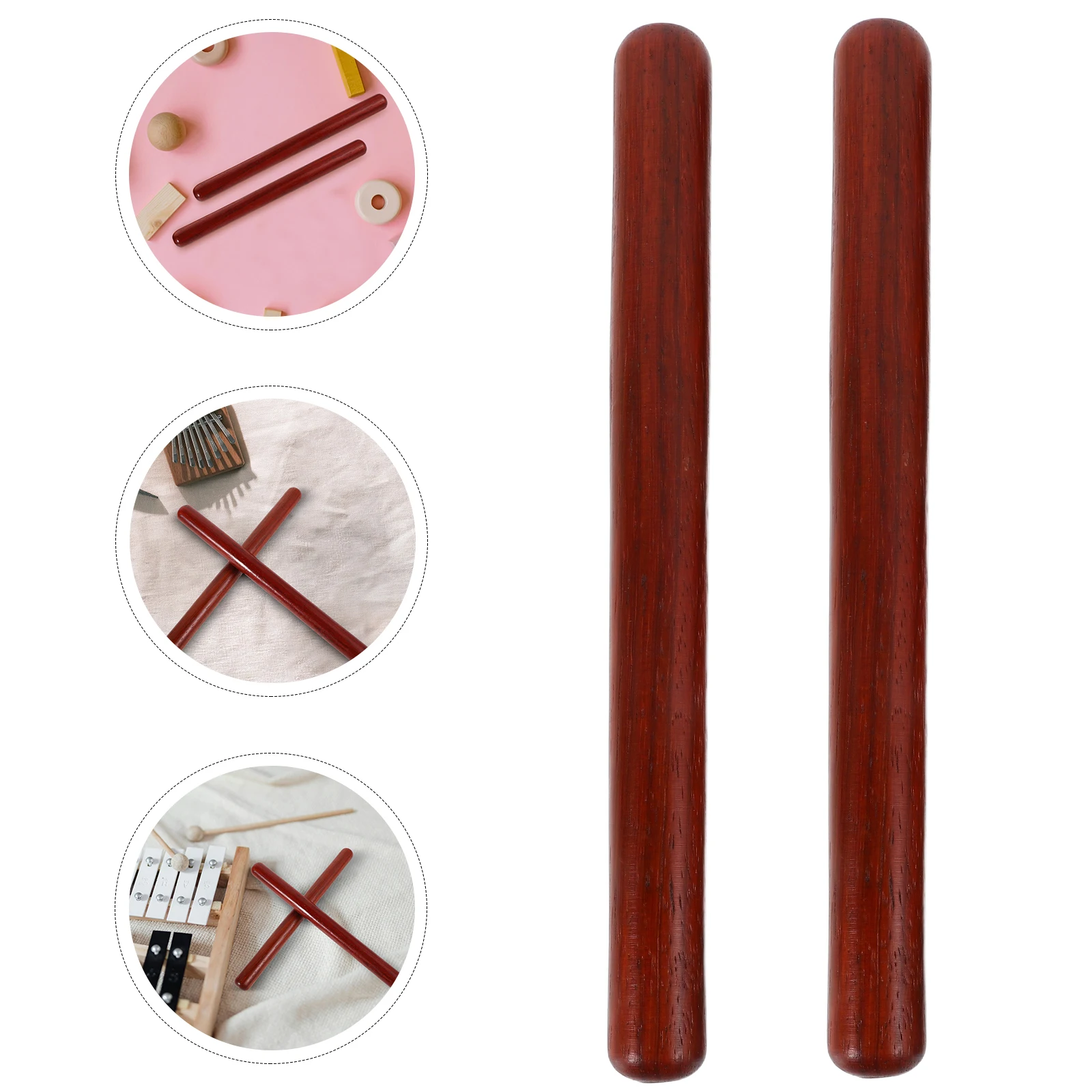 

1 Pair Red Rosewood Percussion Rhythm Sticks Hardwood Musical Instrument Kids Educational Xylophone Accessories Classical Wood