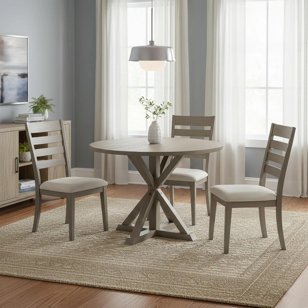 

Spier Modern Dining Table, 40-Inch Round Tabletop with Sturdy Pedestal Base, Rustic Beige - Retro Style, Customized