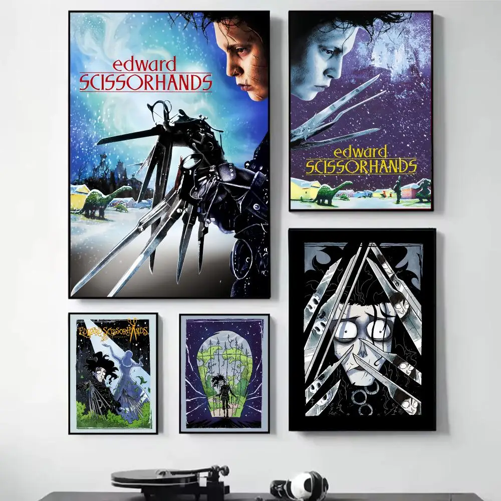 E-Edward S-Scissorhands Painting Calligraphy Self Adhesive Wall Art Waterproof Print For Bedroom Living Room Hallway Home Decor