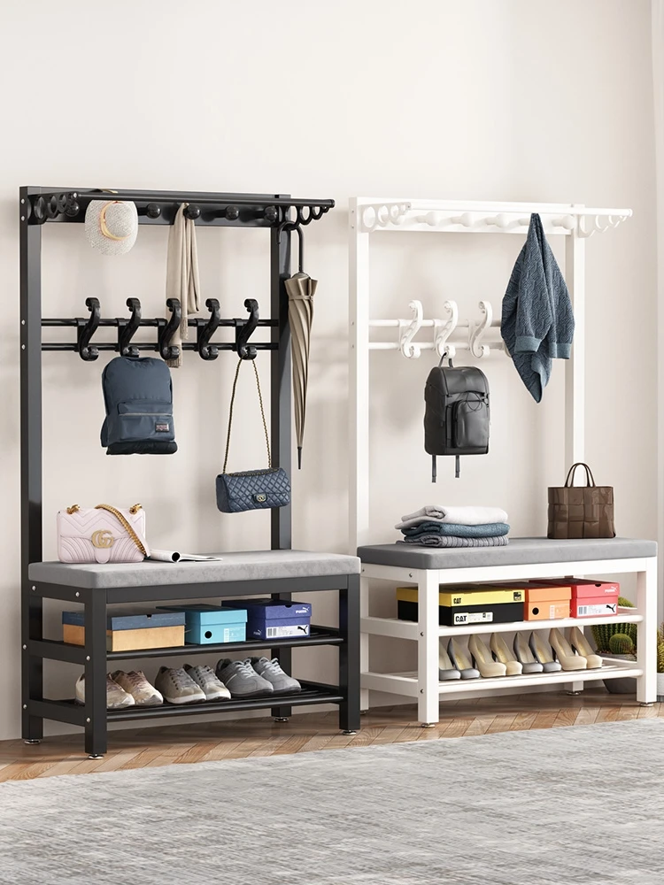 Door Bag Hanging Rack Simple Coat Rack Floor Iron Clothes Rack Door Hanger Shoe Cabinet Home Integrated Shoe Rack