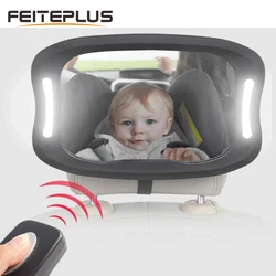 Car Baby Car Mirror LED Light Adjustable Shatterproof Back Seat Facing Rear Ward View Headrest Mount Mirrors Large Angle