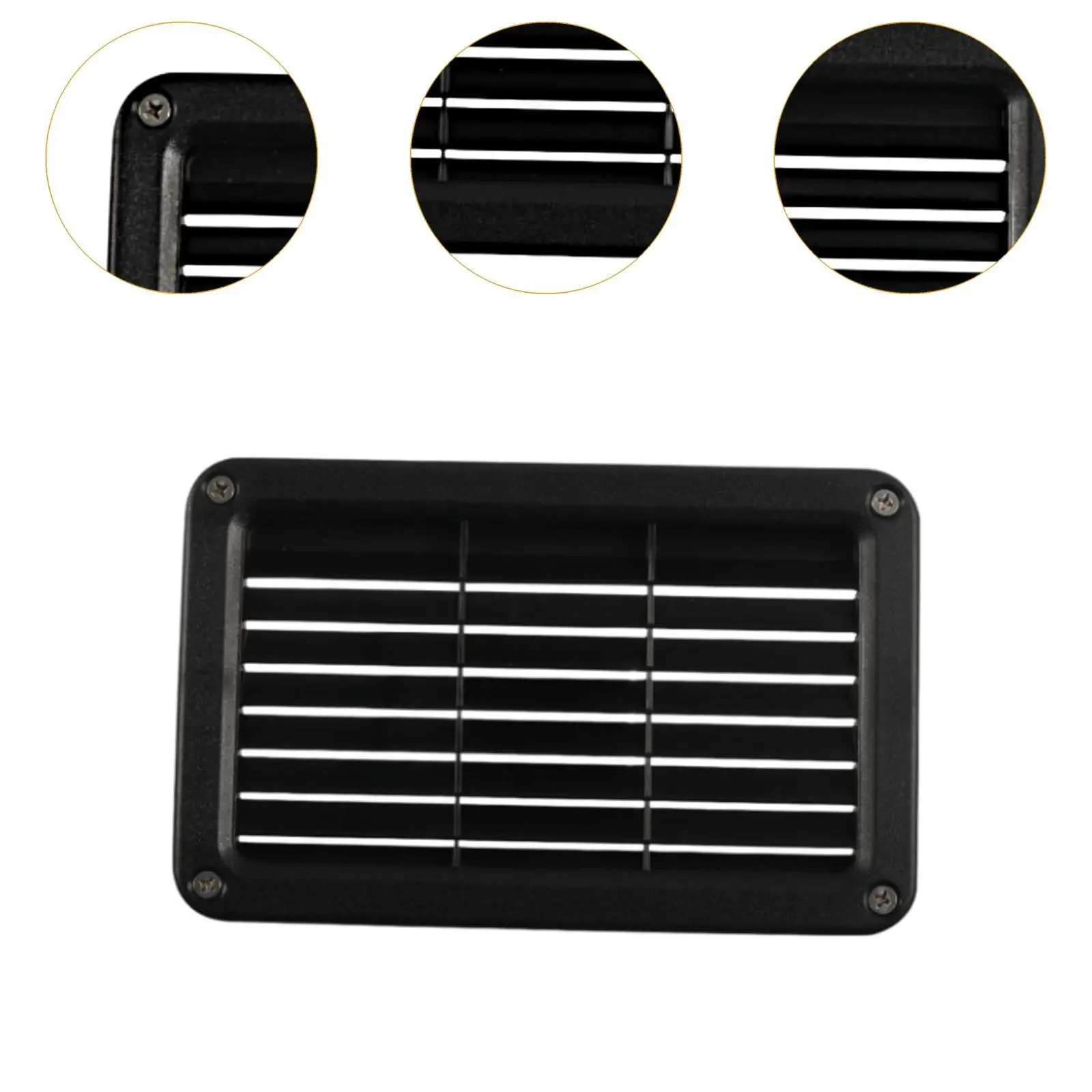 

RV Air Vent Panel Black ABS Plastic Louver Grill Direct Replacement with Screws for Motorhome Boat Marine