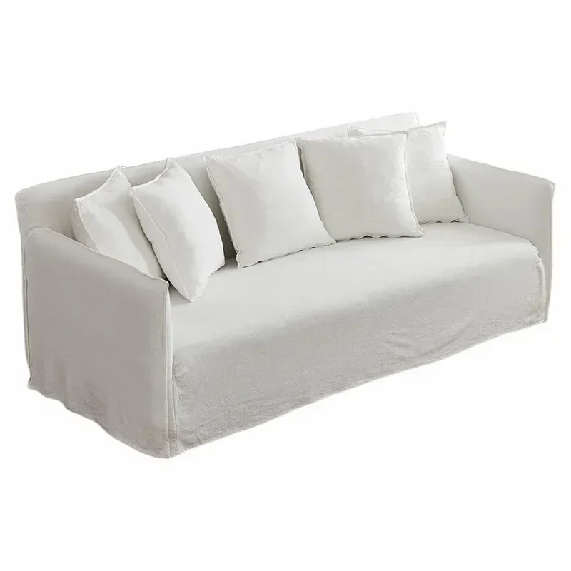 Wabi-sabi style linen four-person fabric sofa can be fully disassembled and washed Japanese-style small apartment homestay