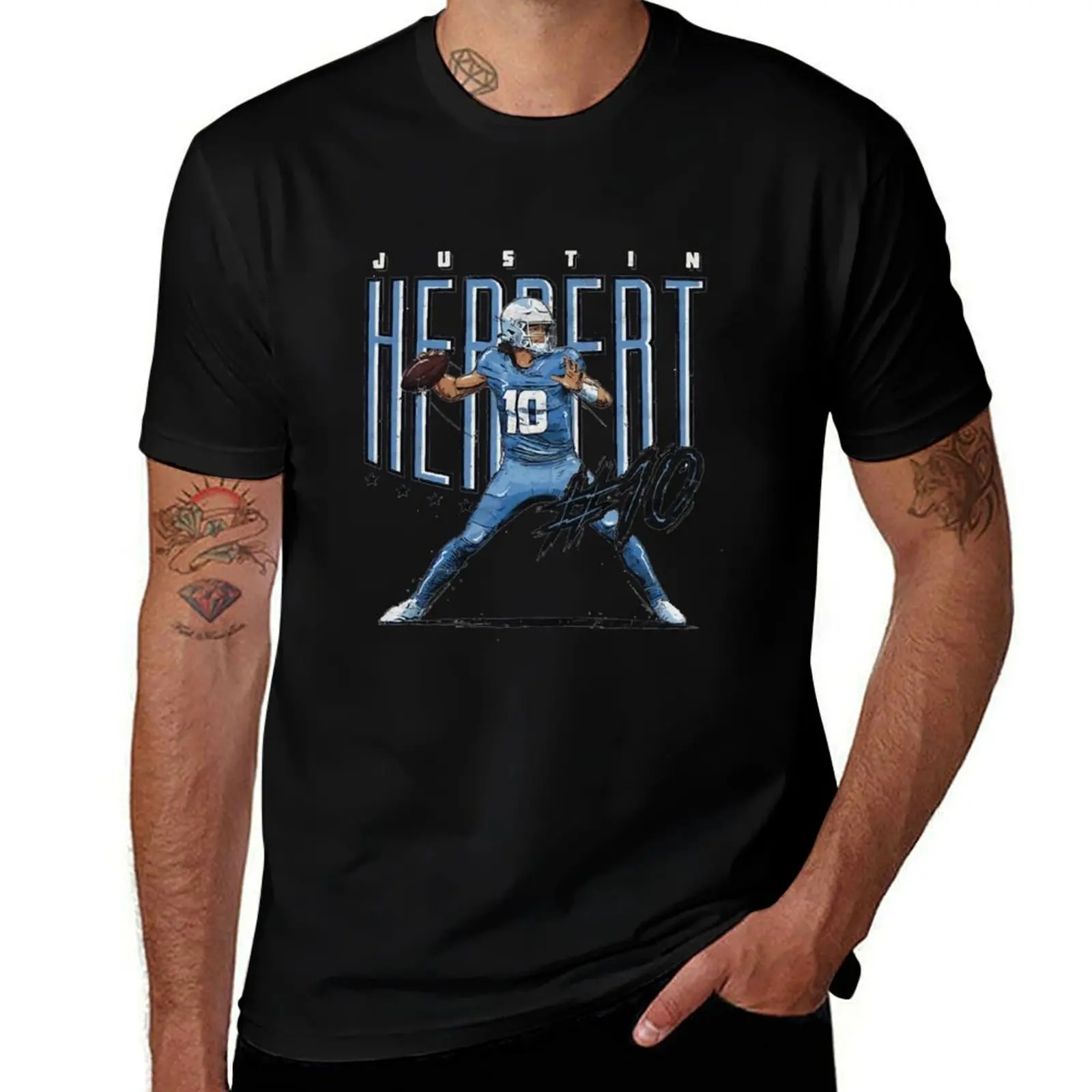 Justin Herbert Essential T-Shirt Basic Crew Neck Short Sleeve Top T-Shirt