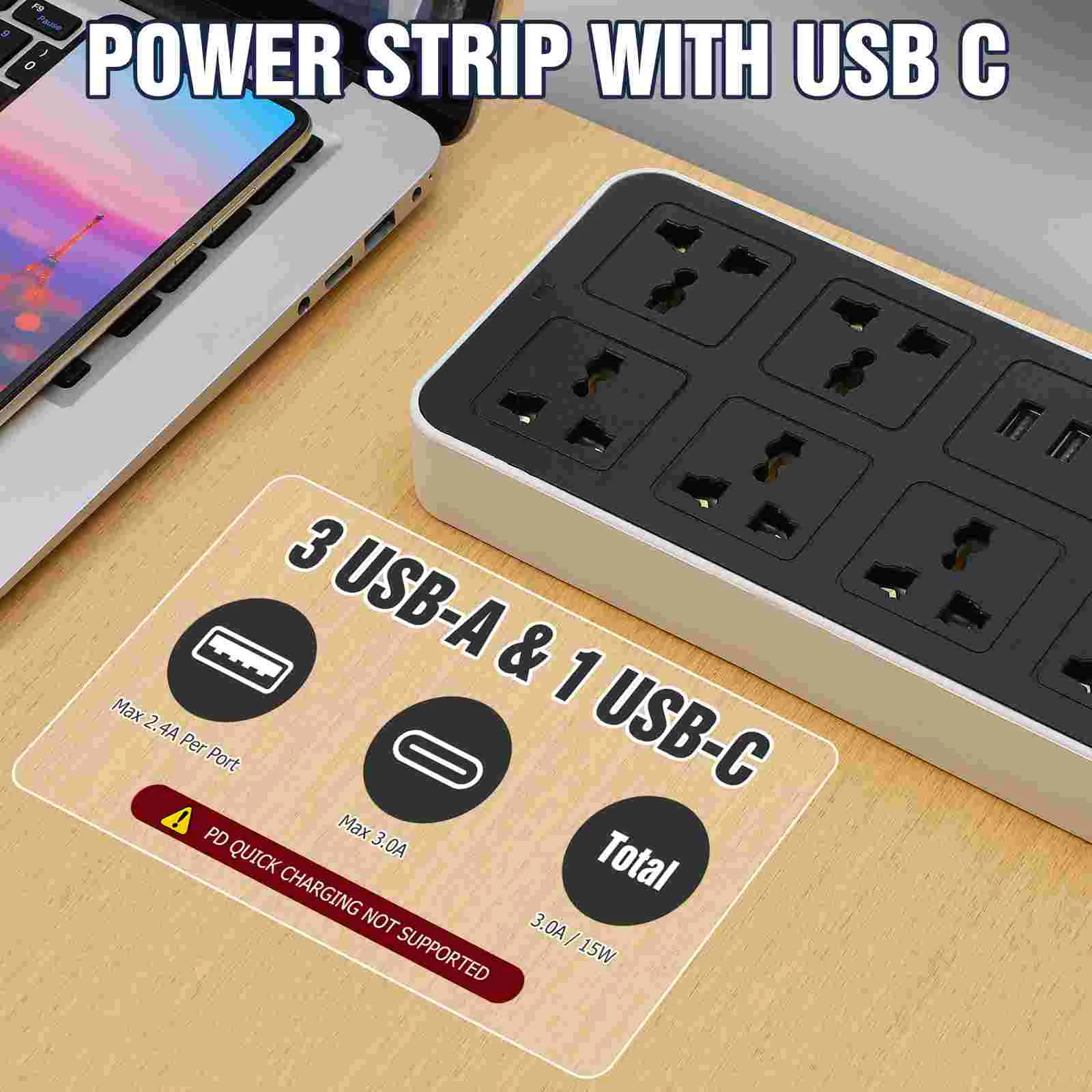 USB Power Strip British Standard Panel Multi-hole Switch Wiring Socket Extension Cords Household Home