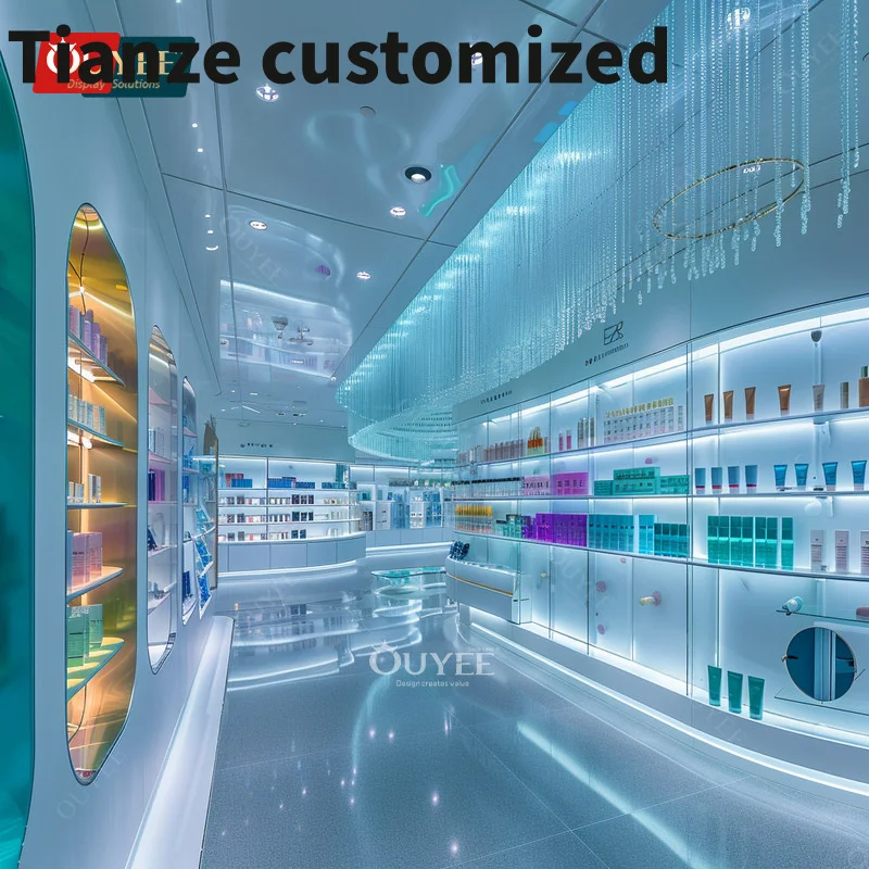 

Customized-Cosmetic Shop Showcase Perfume Display Stand Wig Retail Display Beauty Store Display