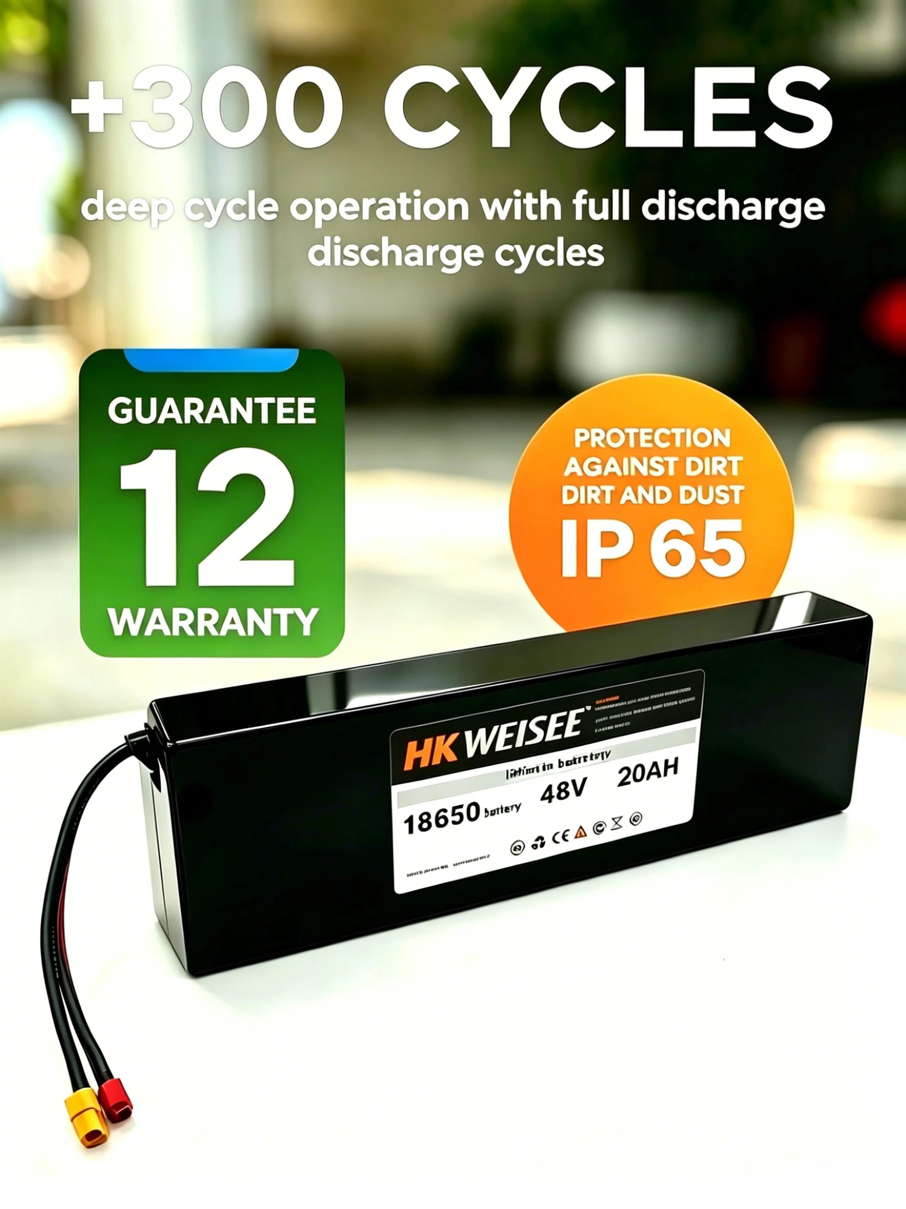 E-Scooter 48V Battery Pack 20Ah Rechargeable Lithium-ion Electric Kick Scoot Battery High Capacity With BMS For 250-1000W Motors