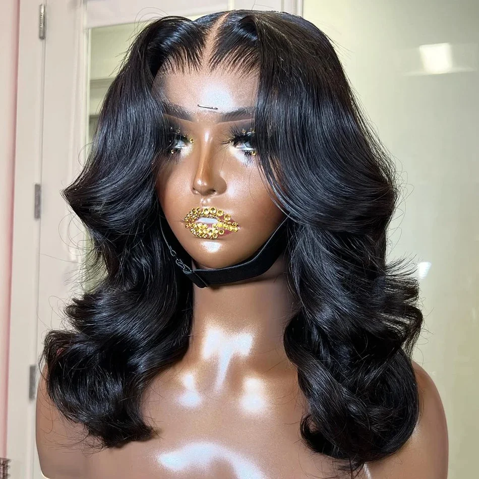 Brazilian Short Bob Body Wave 13x4 Transparent Lace Front Human Hair Wigs Loose Wave 200 Density Lace Frontal Closure Wig