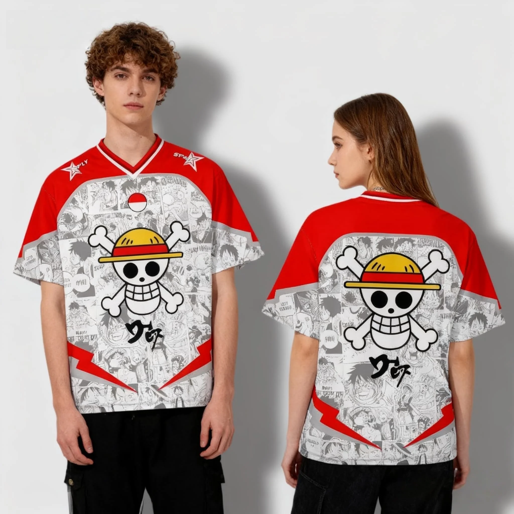 

Новая футболка-джерси Bandai Anime One Piece 2026 с Луффи и Зоро, летняя, оверсайз, с 3D-принтом, для взрослых и детей, многофункциональная верхняя одежда