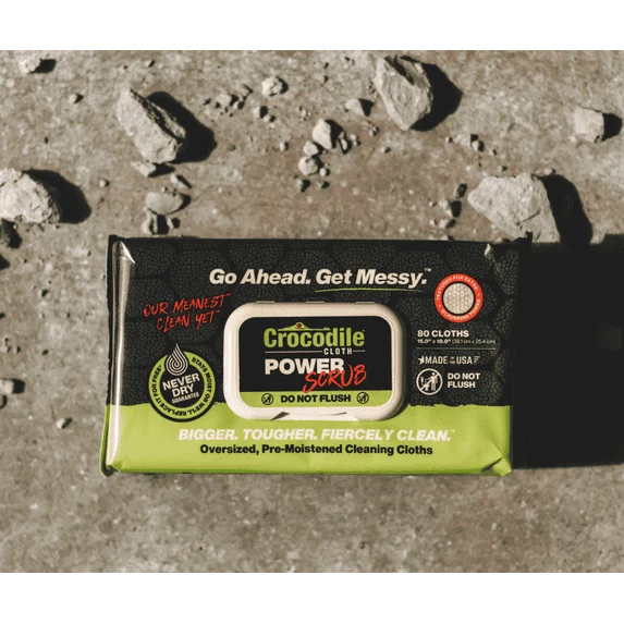 Auto PowerSCRUB Cleaning Wipes, Large, Degreasing with Grit, 80 Count, 10 x 15 inches.