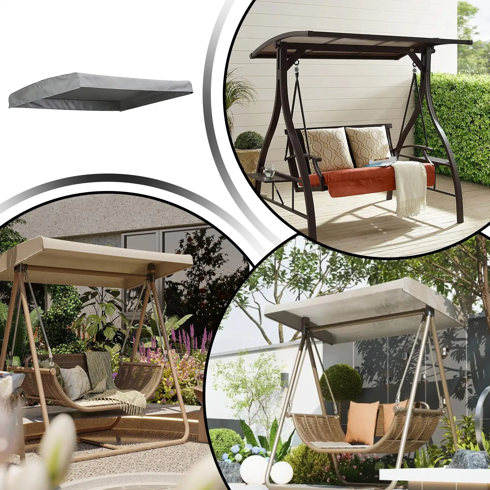 Waterproof Dust Proof Swing Canopy Cover Replacement Accessories For Outdoor Garden Courtyard UV Sun Waterproof Dustproof