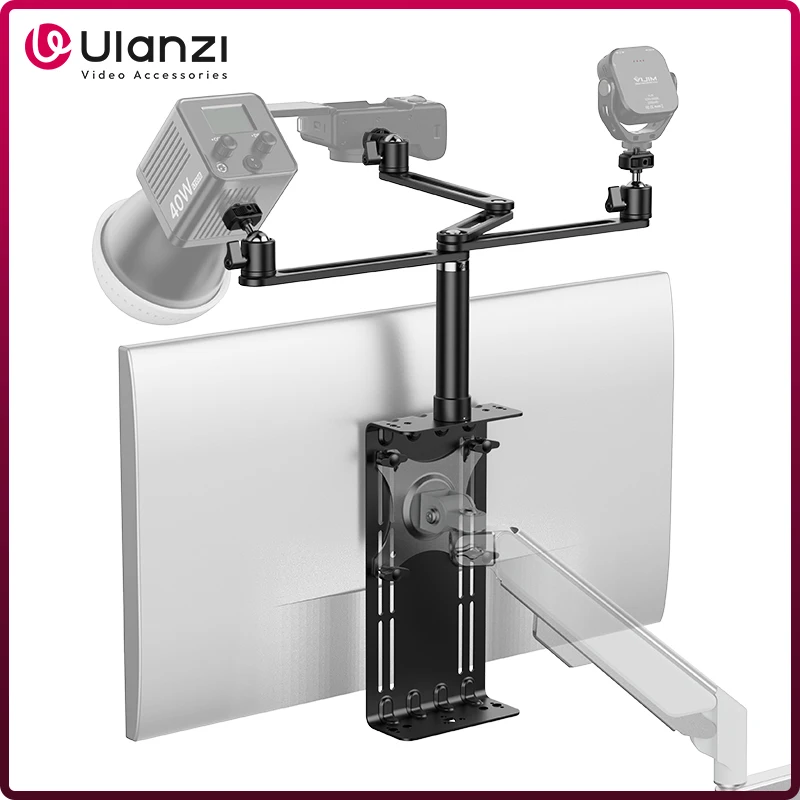 Ulanzi VS01 VESA Monitor Adapter with Top Extension Arm 360° Ballhead Expand Camera Video Light Webcam Microphone Livestreaming