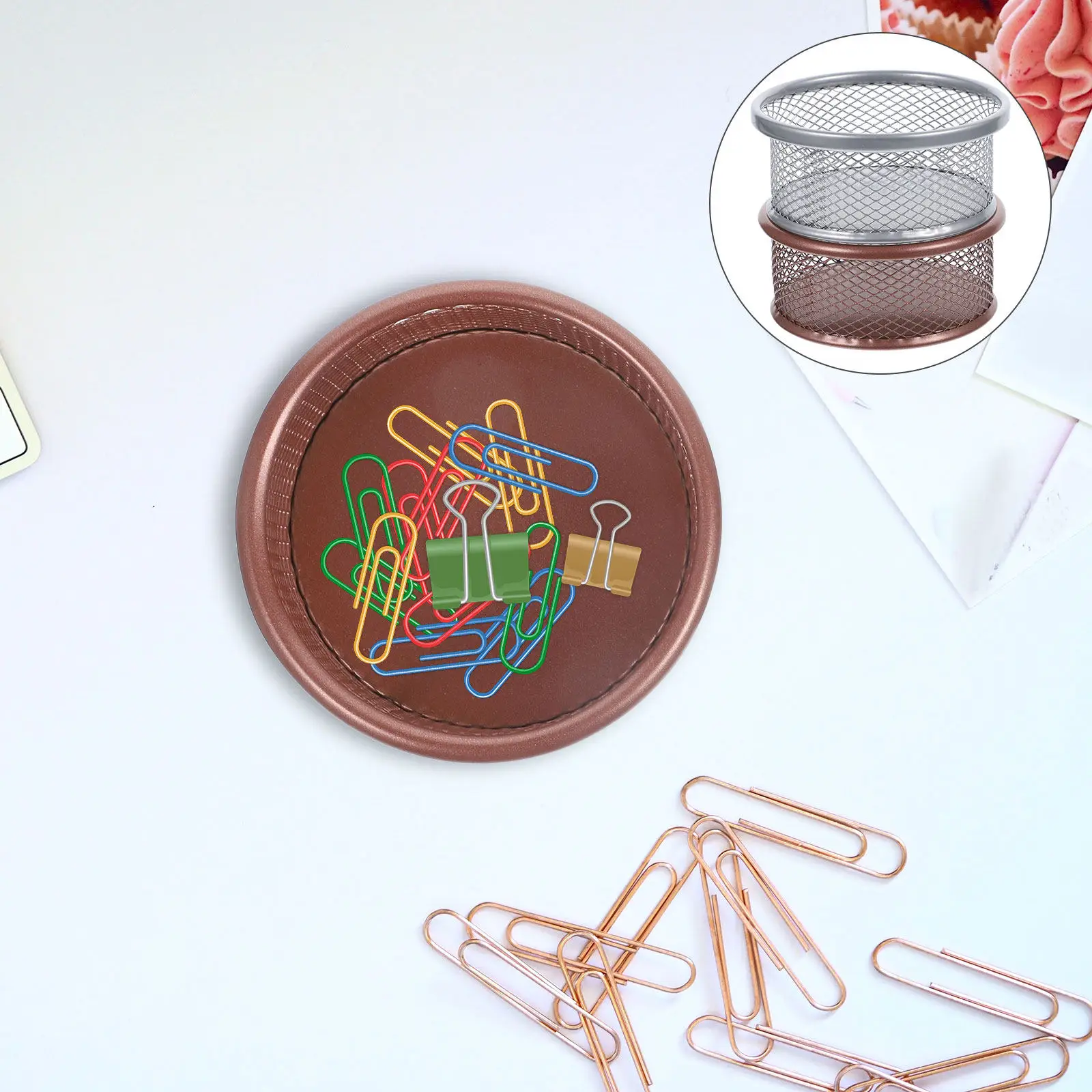 2Pcs Metal Paperclip Holder Mesh Container Office Desk Organizer for Clips Pins Nails Thumbtacks Storage Supplies