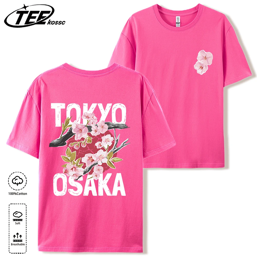 Tokoy Osaka Beautiful Cherry Blossoms Herren-T-Shirt, lockeres Baumwoll-Retro-T-Shirt, O-Ausschnitt, kurze Ärmel, modische Sommer-Freizeitkleidung