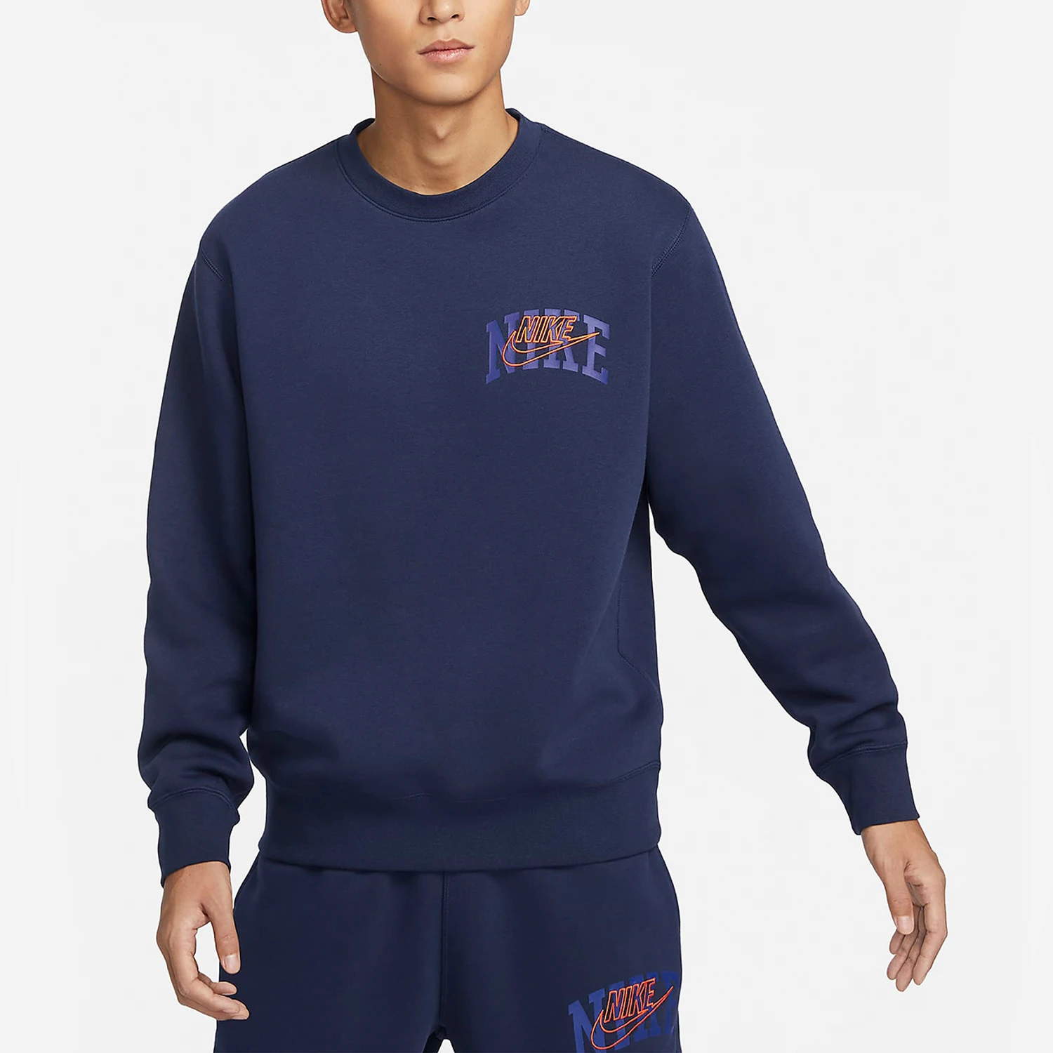 

Оригинальная мужская флисовая толстовка Nike Club Fleece с длинными рукавами и круглым вырезом FV4446-410
