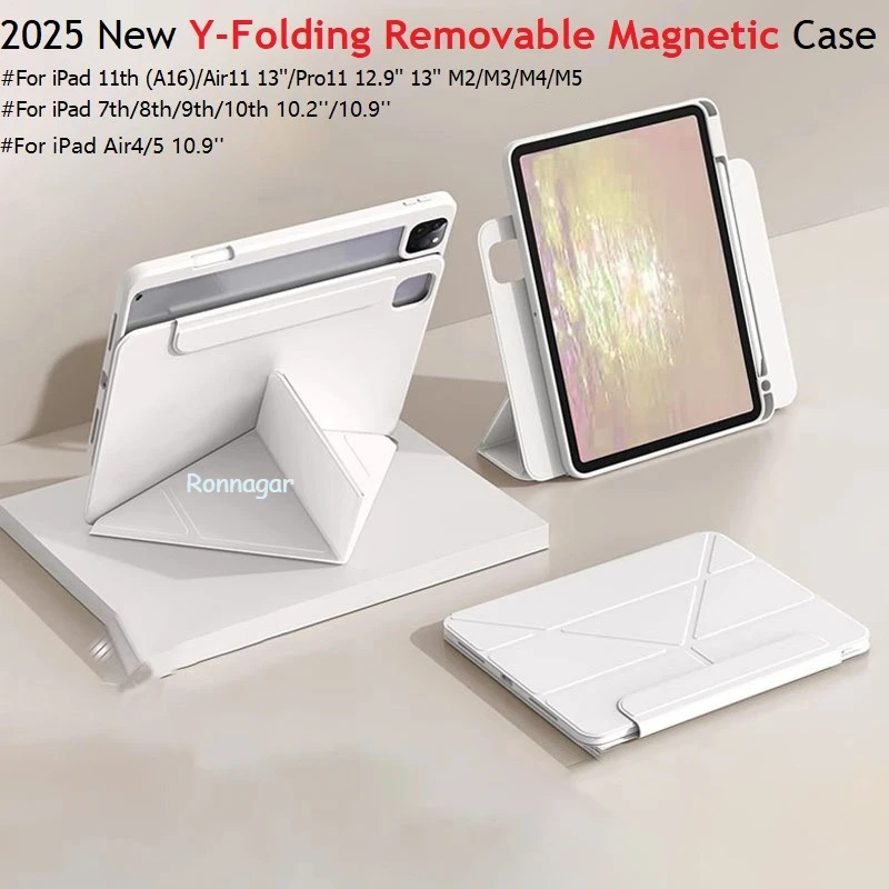 Y Folding Case for iPad 11th A16 Magnetic Case for iPad 10.2 9th 10th Funda Case Air11 13 Pro11 12.9 13'' M5 M4 M3 Air 4 5 10.9