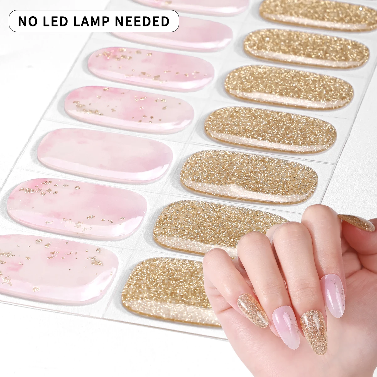16 punte gradiente cielo stellato gel strisce per unghie copertura completa scintillante glitter adesivi per unghie gel senza cottura decorazione manicure fai da te