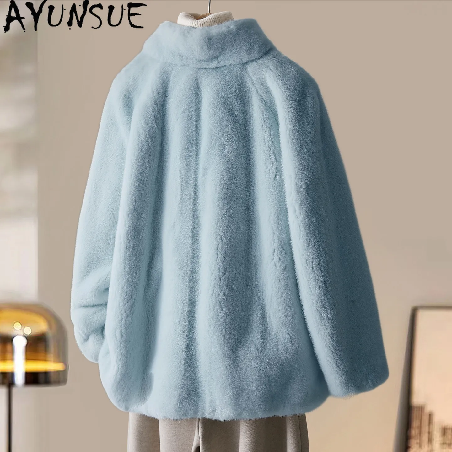 

Шуба женская AYUSNUE из натурального меха норки класса люкс, теплая зимняя одежда, цельная норковая шуба из натурального меха, новинка 2026 года