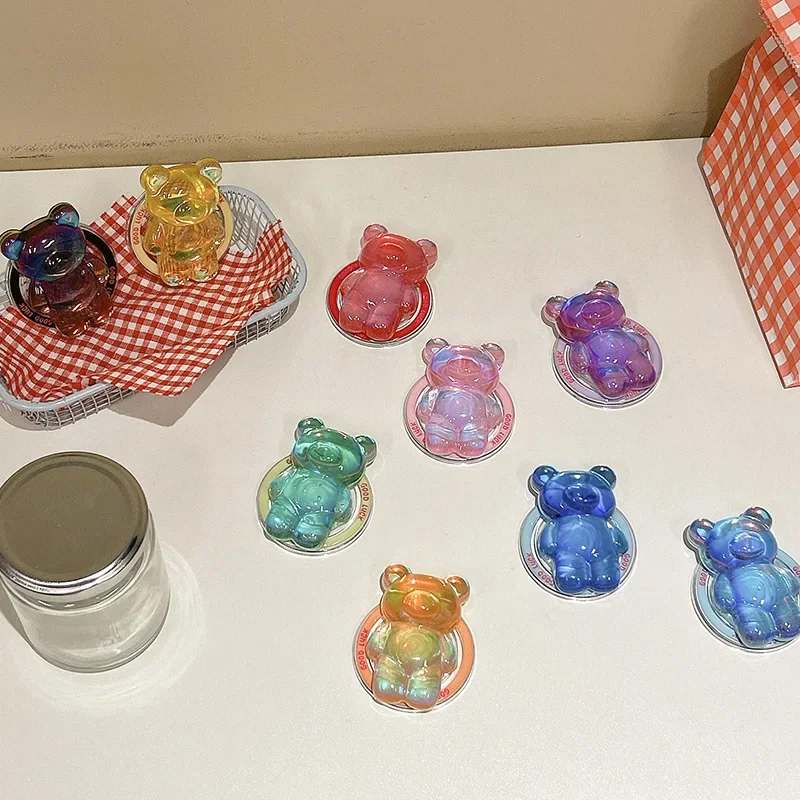 

3D желейный цвет, лазерная кукла-медведь, магнитный телефон Griptok, универсальный Smart Tok для Magsafe, подставка для iPhone, держатель, ленивый кронштейн