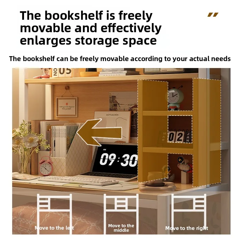 Picture 3: Bed Computer Desk College Student Lazy Desk Bookshelf Bunk Dormitory Artifact Steel Frame Bedside Notebook Table