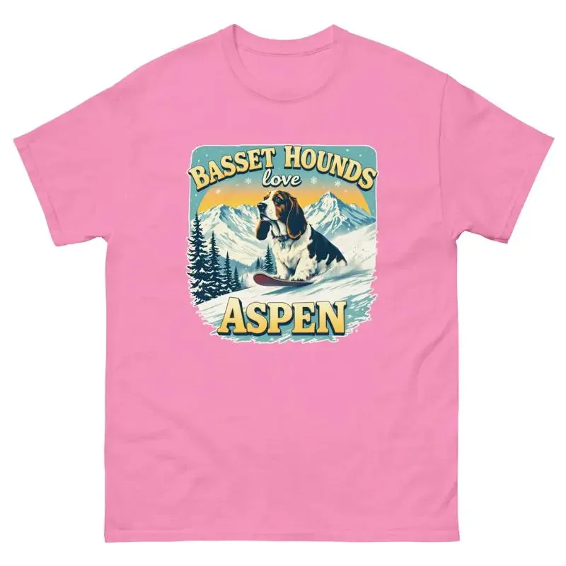 Basset Hounds Love Funny Dog Snow Ski Snowboard Aspen Classic Tee