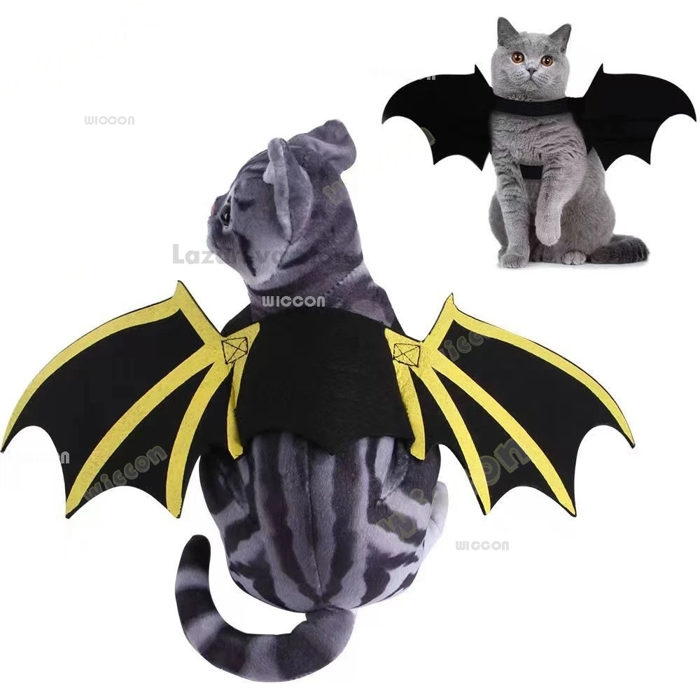 Halloween Pet Cats Dog Puppy Kitty Bat Wings Cosplay Costumes Pumpkin Bell Pet Halloween Cute Funny Animal Party Dress Up Outfit