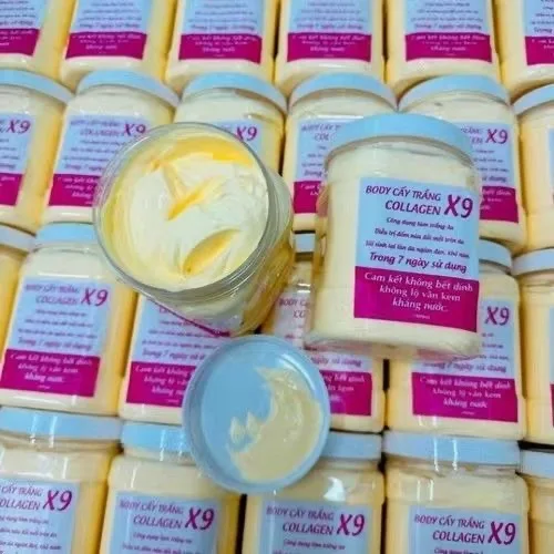 900g Hộp Kem Kem Body Cấy Trắng Collagen X9 Trắng Bật Tone , Ko Lộ Vân, Ko Bết Rít , Dụng Cụ Chăm Sóc Cơ Thể Ko Thể Thiếu