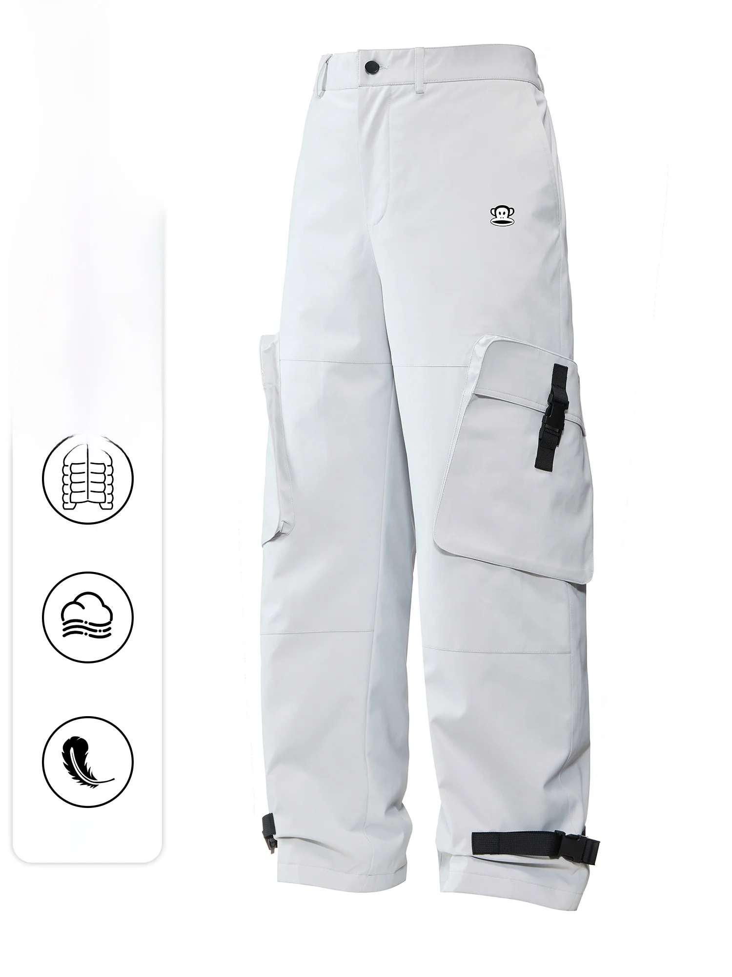 

PaulFrank Winter Thiened Casual Work Pants Men's Large Mouth Monkey down Trousers Faion Brand with Big kets Youth