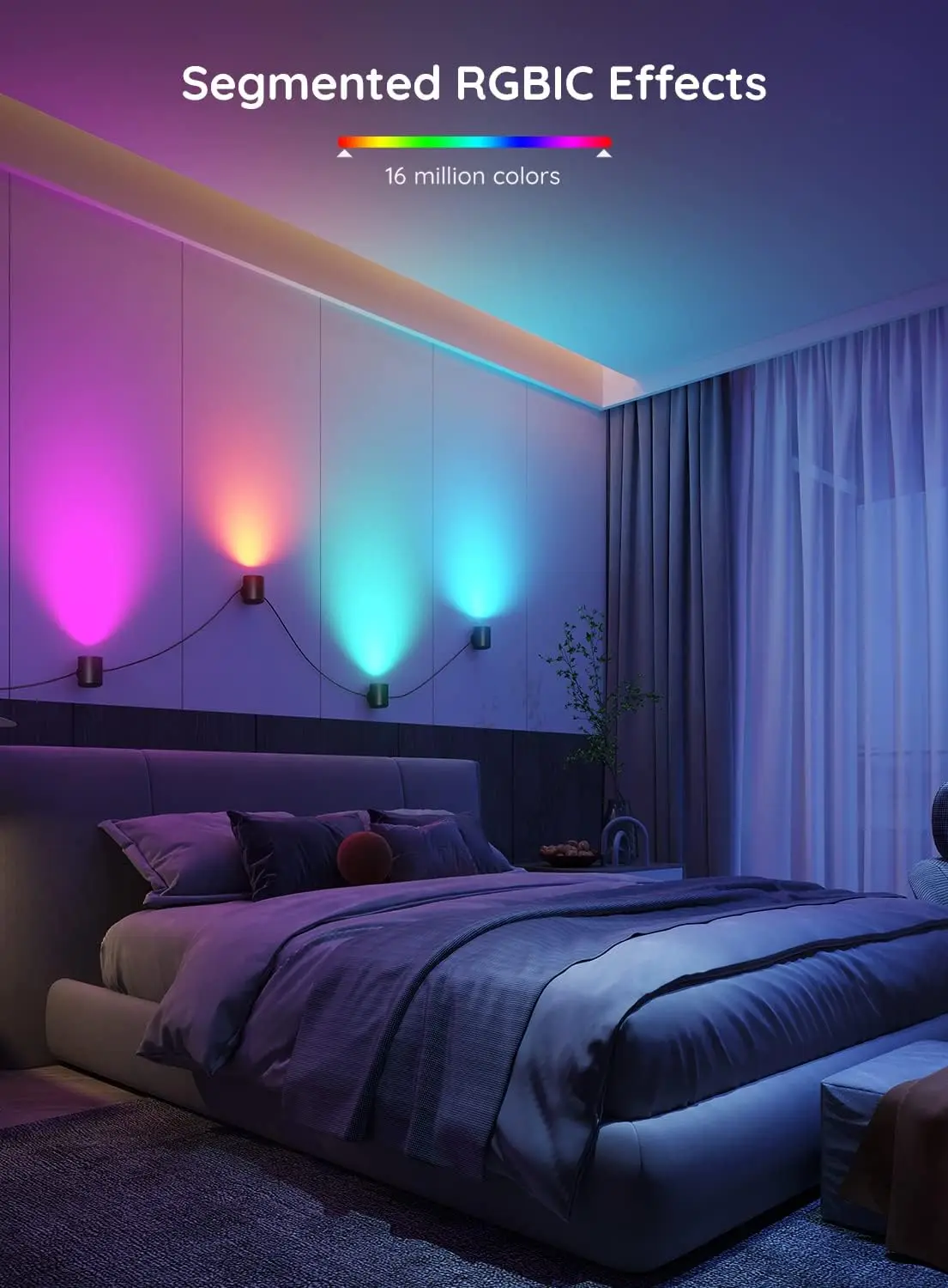 Multicolor Smart Wall LED Light, Música Sync Home Decor, Luzes de parede WiFi, Trabalhar com Alexa, Festa