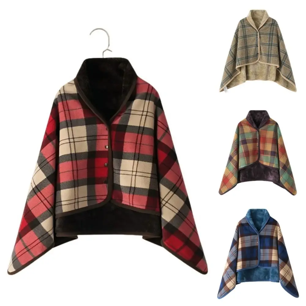 

Multi-function Plaid Wearable Blanket Fleece-lined Soft Casual Office Blanket Warm Polyester Thermal Blanket Outdoor Travel