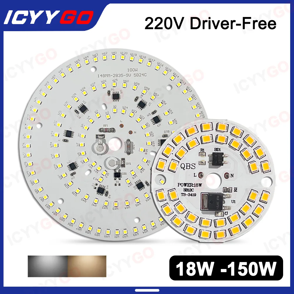 

AC220V LED 15W 18W 24W 40W 50W 100W 150W Driver-Free SMD2835 Light Source Panel Suitable For Factory Lamp Replacement