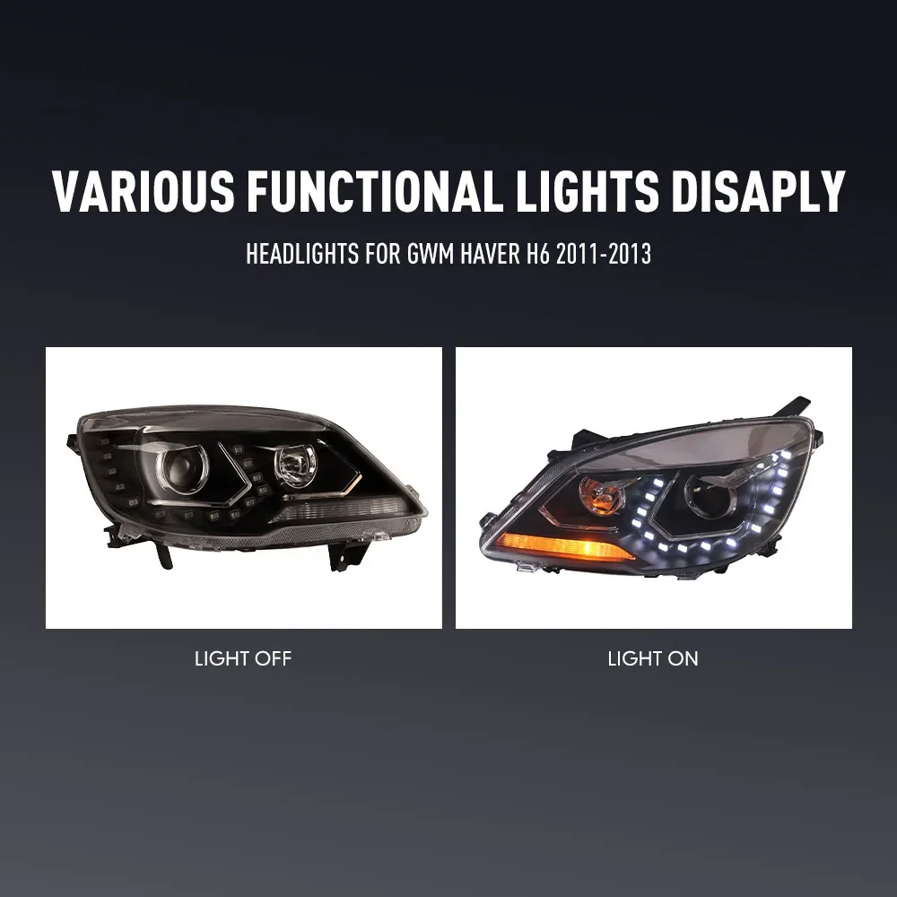 2 pièces lampe frontale de style de voiture pour GWM Haver H6 2011-2013 phare LED feux de jour DRL feux de signalisation accessoires automobiles