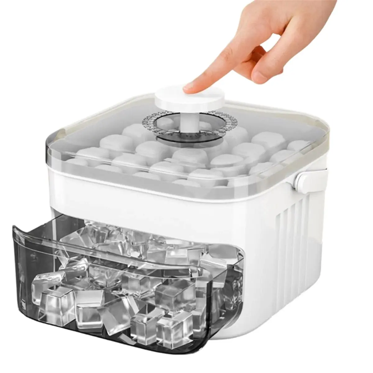A78I 50-Cube Ice Maker with Easy Press Cap, Double Layer Storage for Home Refrigeration
